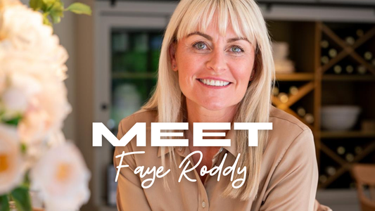 Meet Faye Roddy | Photo of Faye in kitchen with flowers