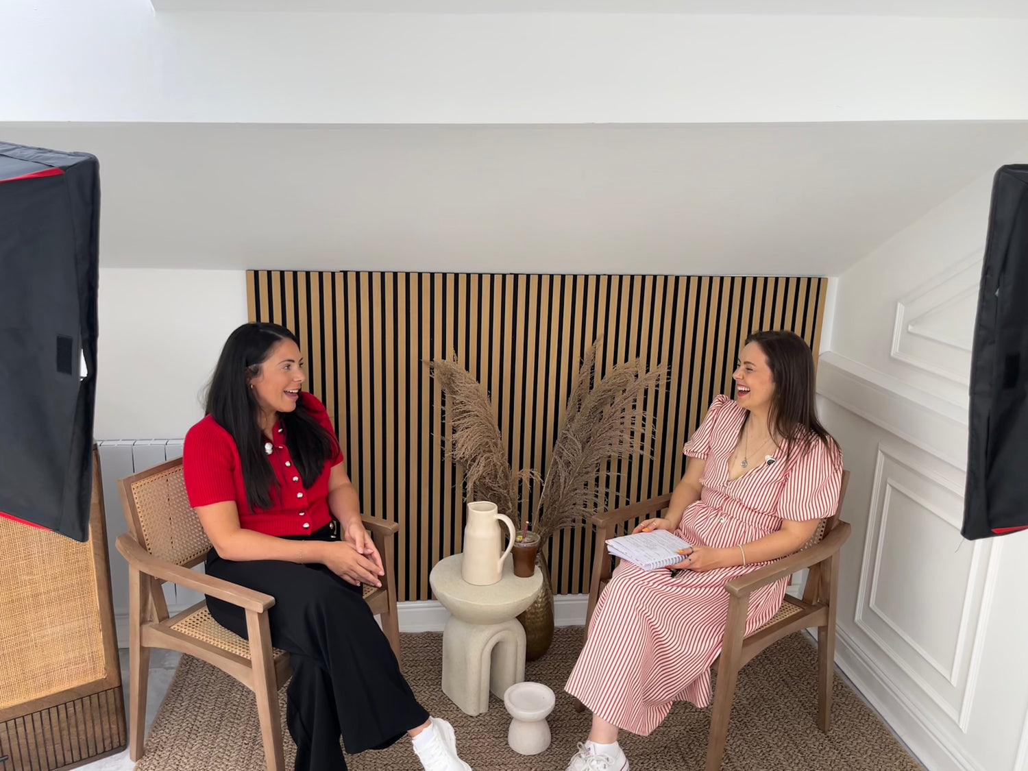 Beth Wright and Emma Brown during Podcast filming