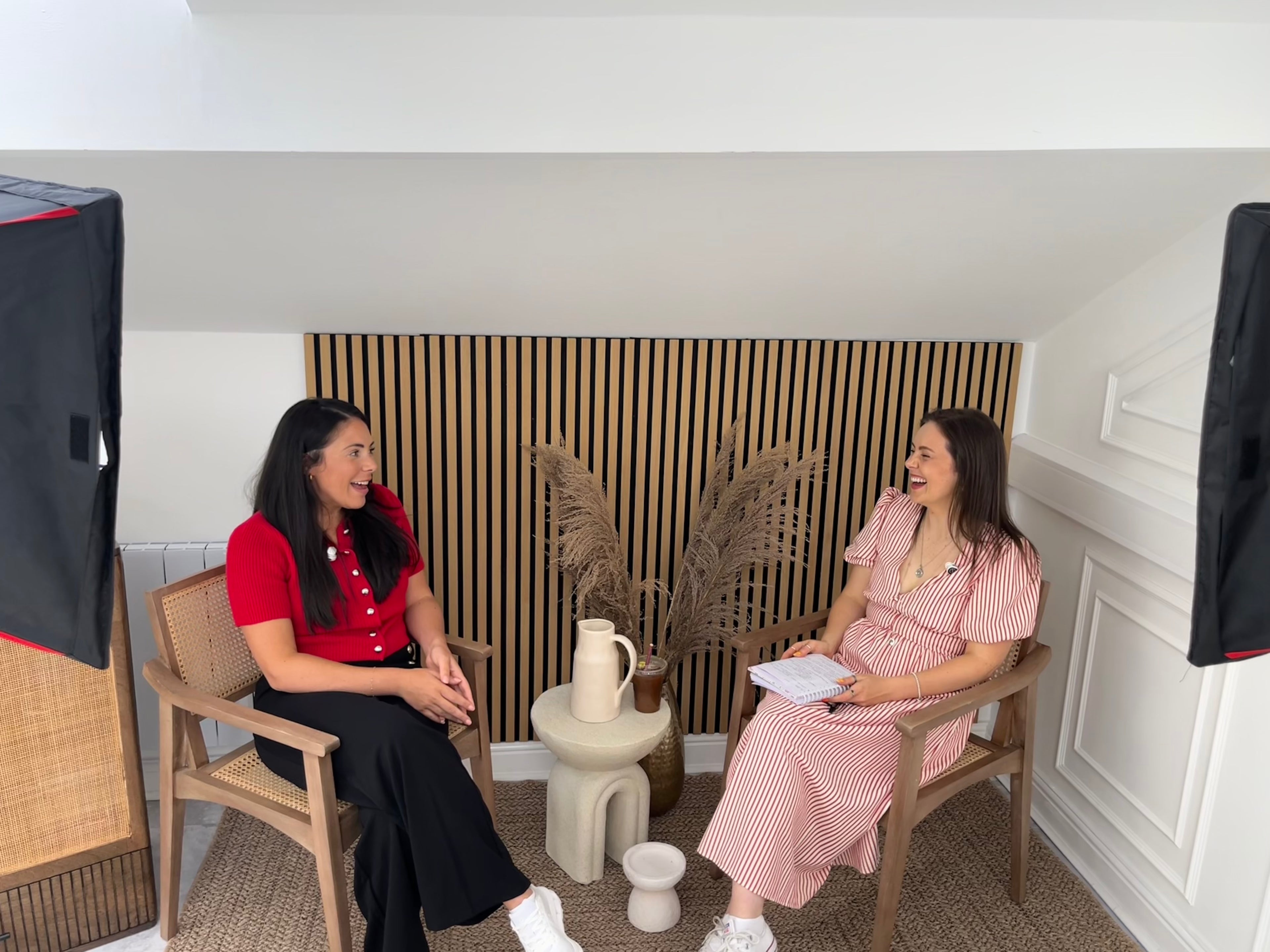 Beth Wright and Emma Brown during Podcast filming